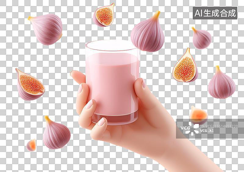 【AI数字艺术】手上拿着一杯无花果汁图片素材