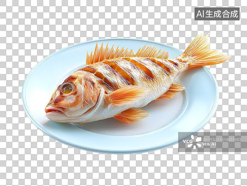 【AI数字艺术】一盘卡通烤鱼图片素材