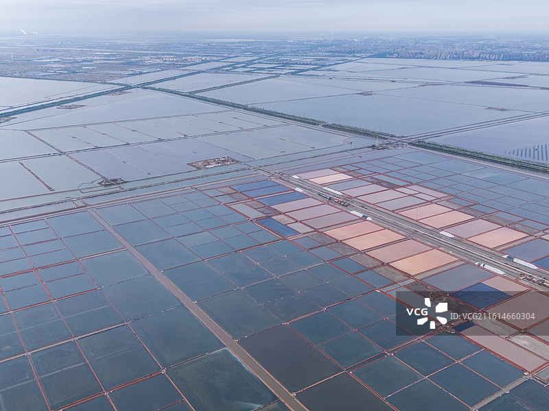 天津长芦塘沽盐场航拍图片素材