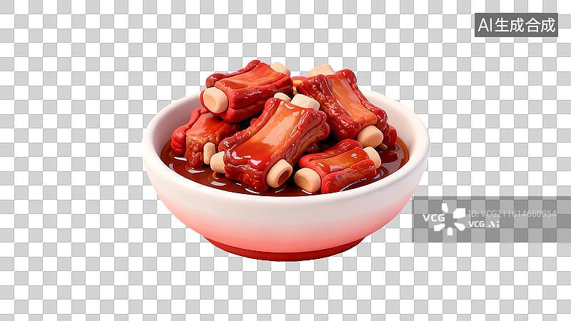 【AI数字艺术】红烧排骨美食特写 家常红烧排骨菜肴图片素材