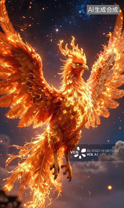 【AI数字艺术】凤凰涅槃图片素材