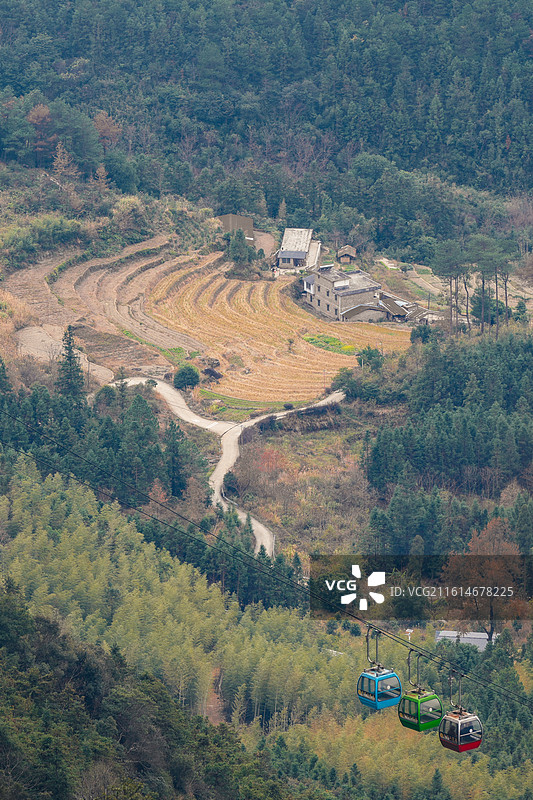 清远金子山缆车与梯田风光图片素材