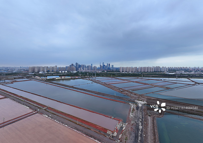 天津长芦塘沽盐场航拍图片素材