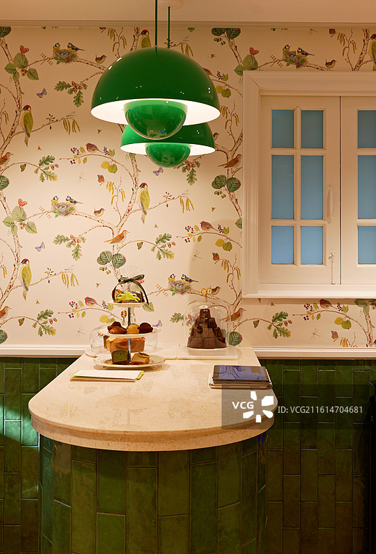 绿色系厨房和吧台室内装饰图片素材