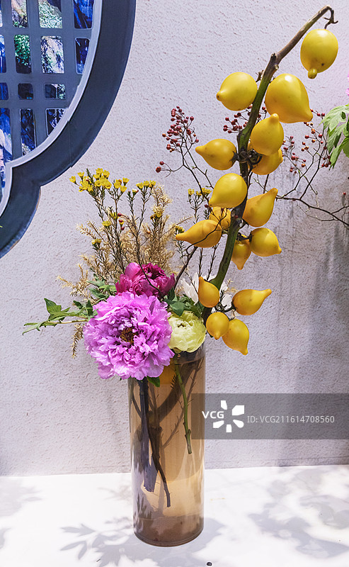 牡丹花瓶图片素材