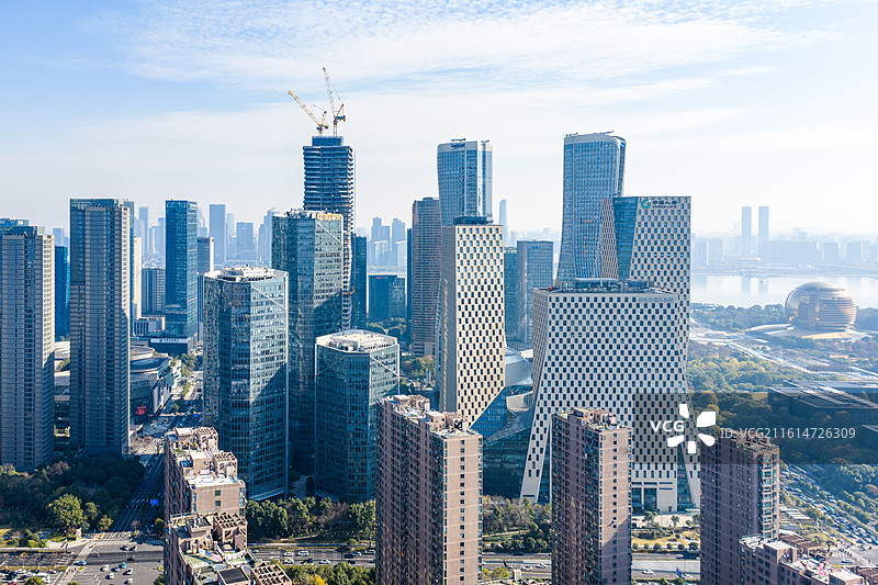 浙江省杭州市钱江新城航拍图片素材