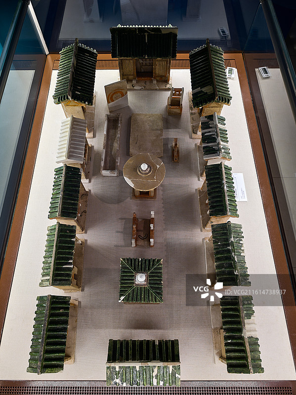 三彩建筑模型，唐代，陕西历史博物馆藏图片素材