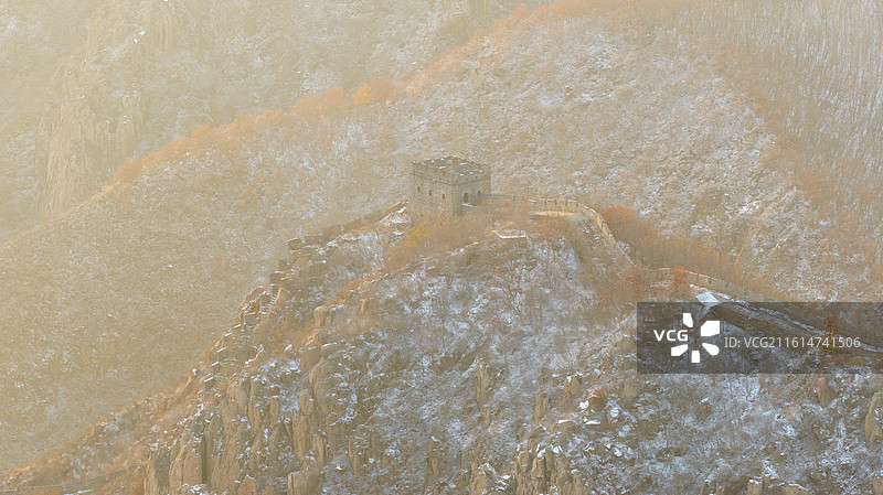 河北省秦皇岛市海港区板厂峪长城雪景图片素材