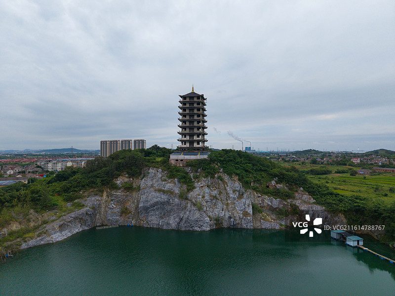 江苏省镇江市，丹徒区，龙山村，乡村航拍图片素材