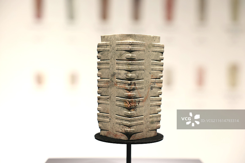 浙江玉架山考古博物馆，玉琮图片素材