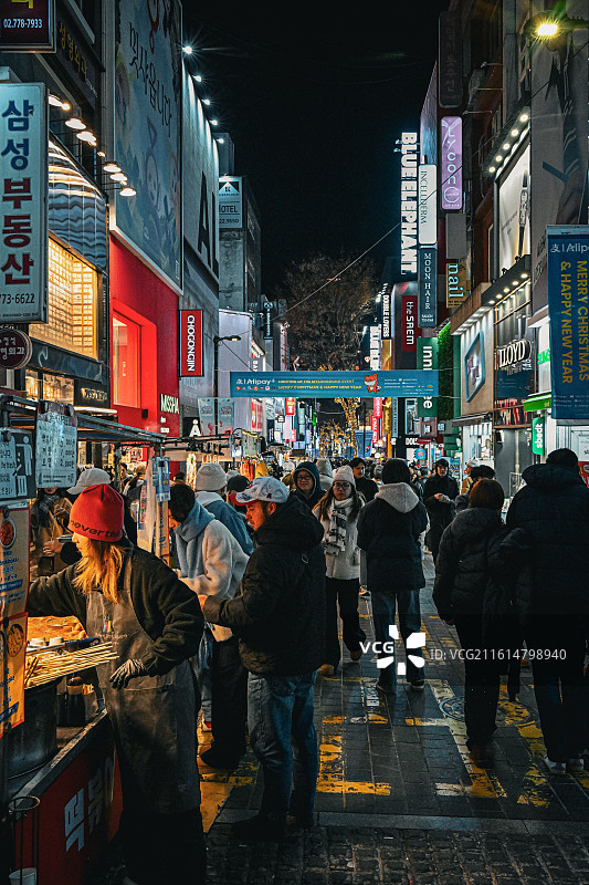 韩国首尔明洞街头街景图片素材
