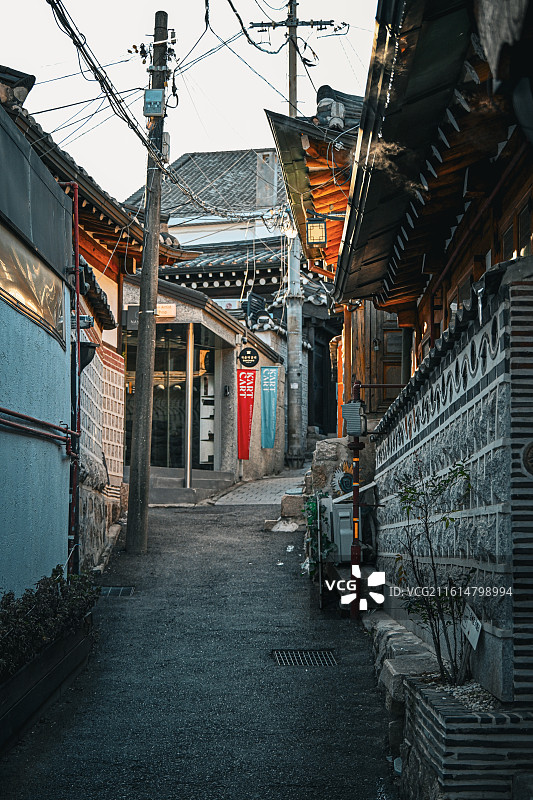 韩国首尔明洞北流韩屋村街道图片素材