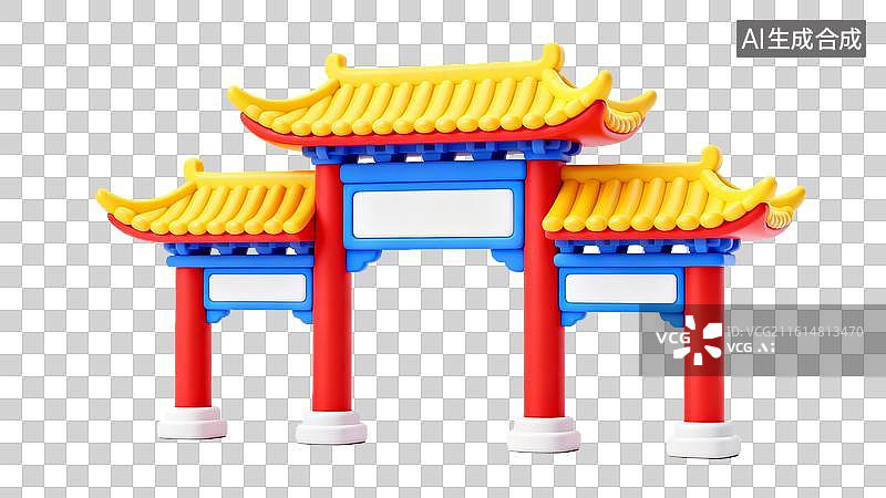 【AI数字艺术】中式牌楼炫彩风传统建筑场景图片素材