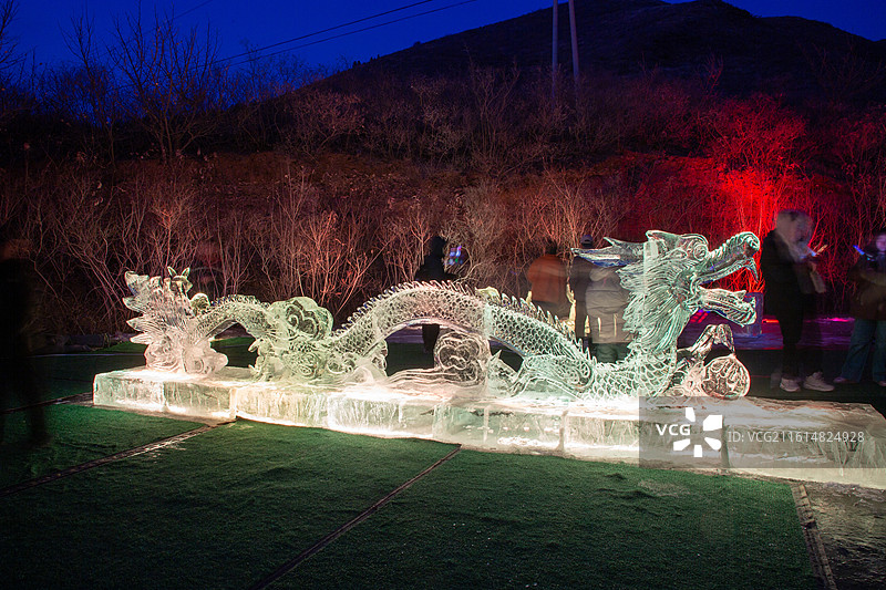 北票龙潭水库冰灯图片素材