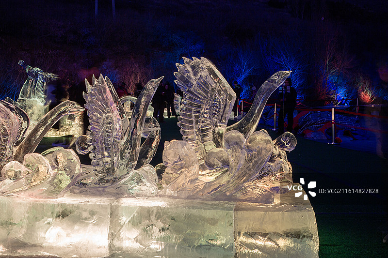 北票龙潭水库冰灯图片素材