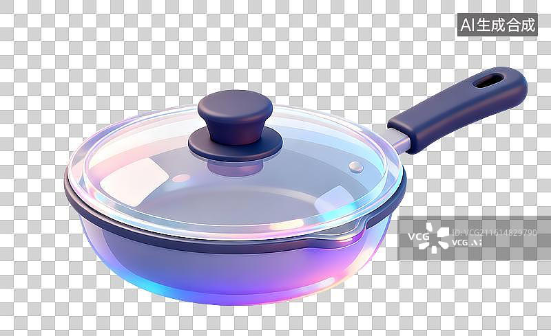 【AI数字艺术】AIGC：3D炒锅平底锅，厨房器具，免抠图图片素材