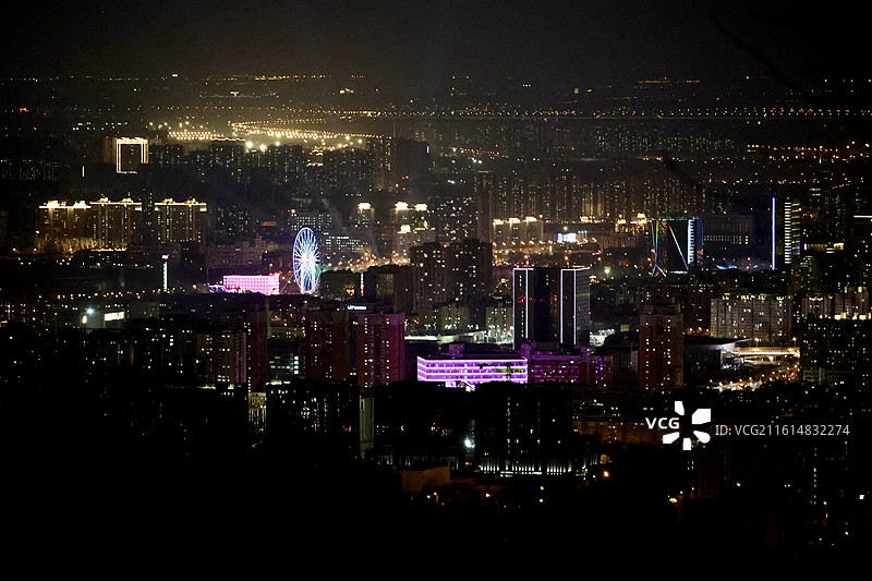 北京鬼笑石鸟瞰城市夜景图片素材