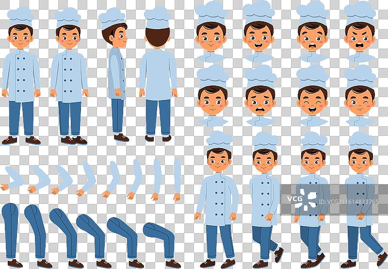 戴着帽子的男性厨师/建筑工，不同造型图片素材