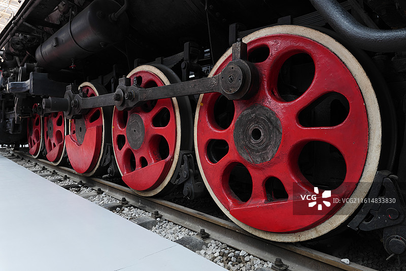 中国铁道博物馆蒸汽机车车轮图片素材