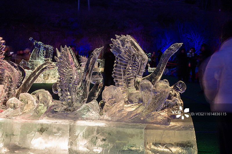 北票龙潭水库冰灯图片素材