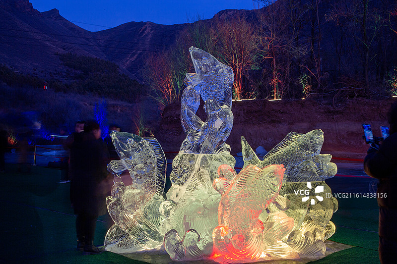 北票龙潭水库冰灯图片素材