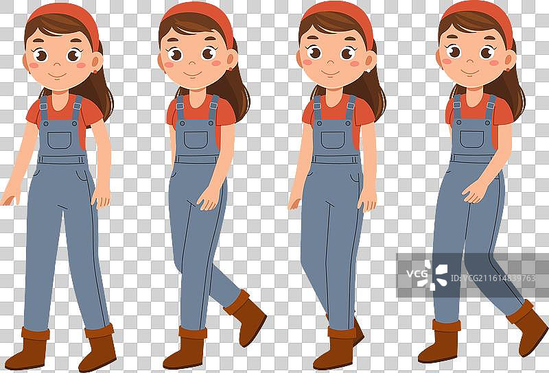 穿着工装连体裤的女性农民/建筑工人图片素材