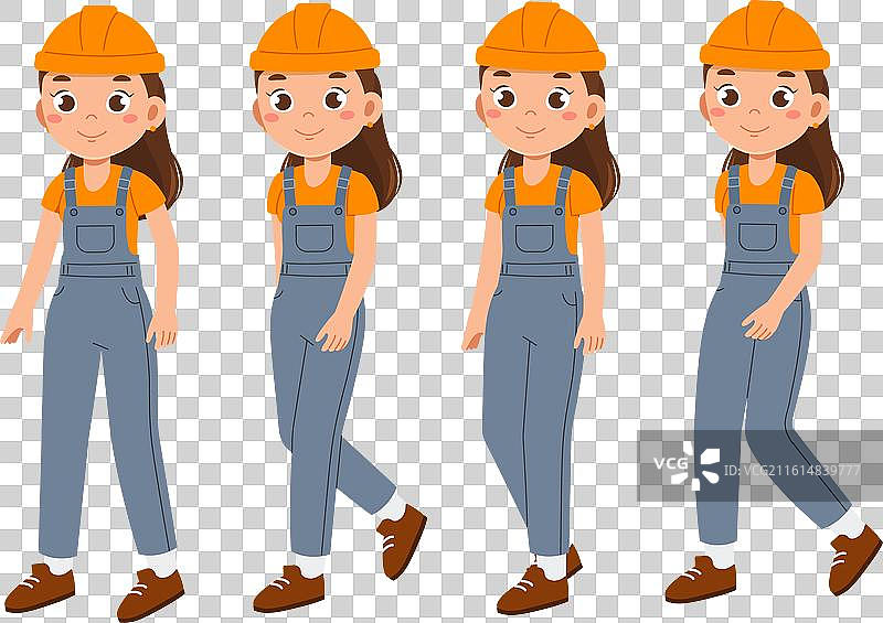 戴着黄色安全帽的女性建筑工人图片素材