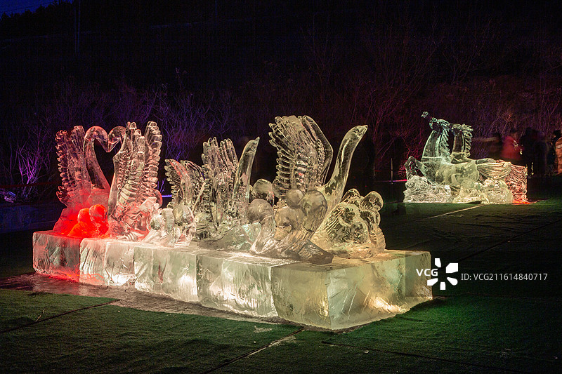 北票龙潭水库冰灯图片素材