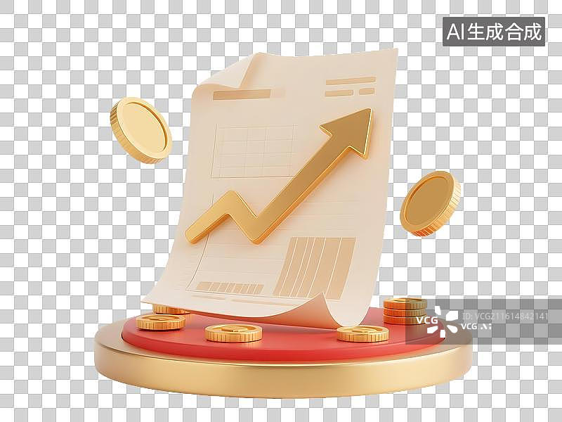 【AI数字艺术】AIGC：3D金融理财投资上升图标，免抠图形图片素材