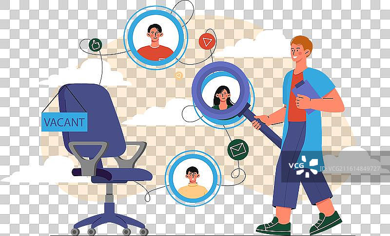 招聘经理评估候选人，年轻男子图片素材