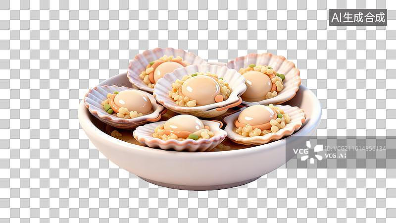 【AI数字艺术】蒜蓉粉丝蒸扇贝 海鲜美食蒜蓉扇贝图片素材