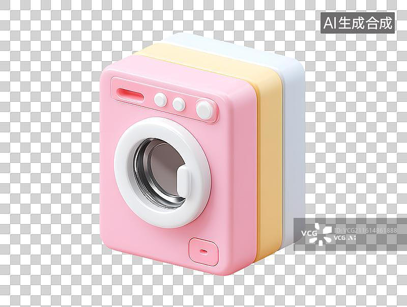 【AI数字艺术】一个粉红色卡通洗衣机图片素材