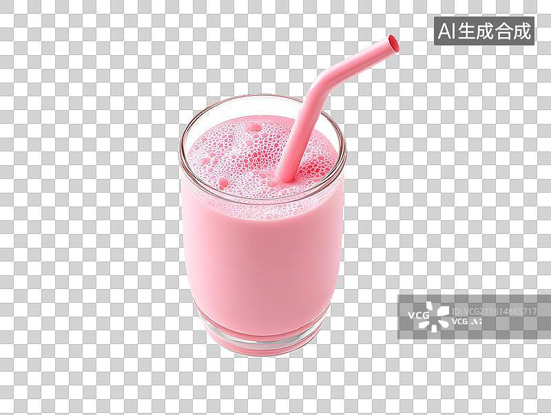 【AI数字艺术】一杯粉红色卡通奶茶图片素材