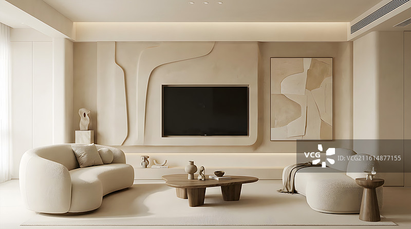 奶油客厅图片素材