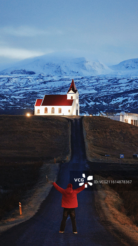冰岛红色教堂图片素材