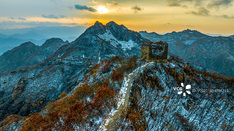 河北省秦皇岛市海港区板厂峪长城雪景图片素材