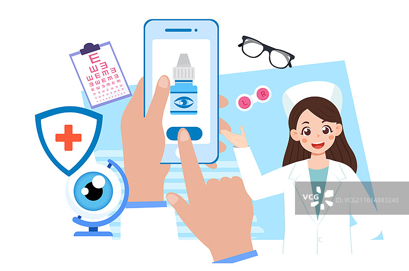 眼睛视力健康矢量插画图片素材