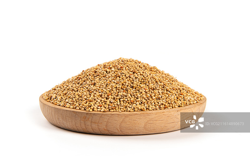 白底上未去皮的谷子小米图片素材