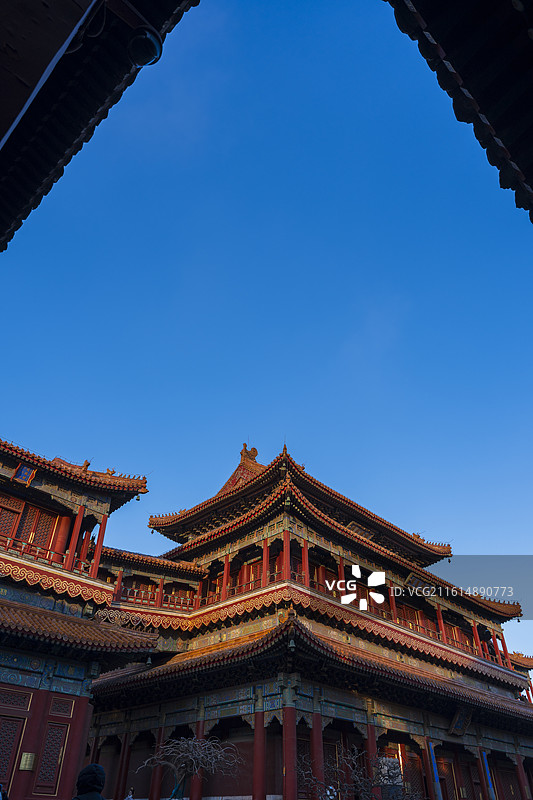 雍和宫万福阁是雍和宫最雄伟的建筑，也是全国重点文物保护单位雍和宫的重要组成部分。图片素材