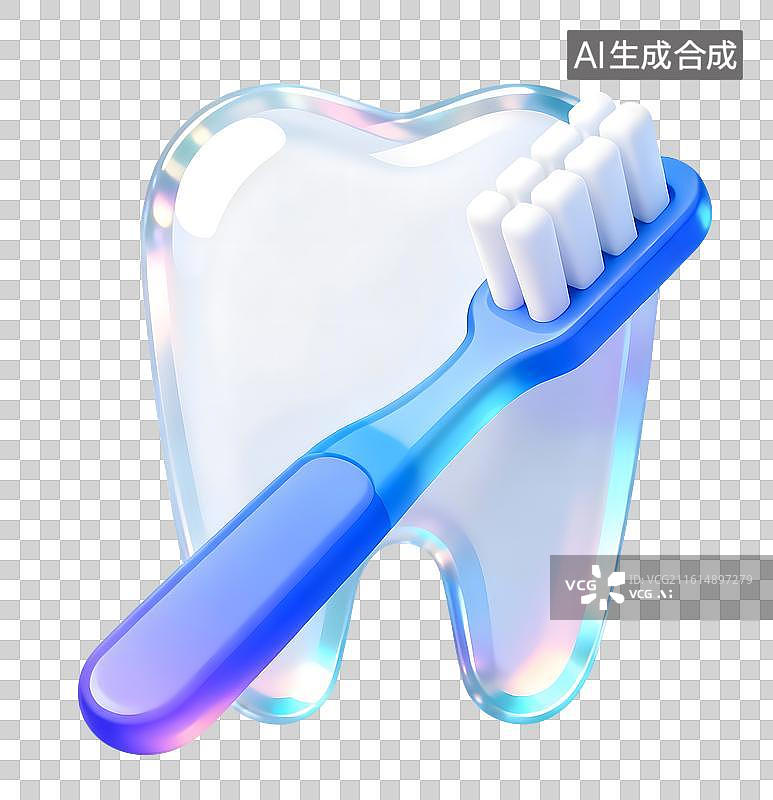 【AI数字艺术】AIGC：3D牙齿牙刷 口腔健康 口腔卫生 元素 免抠图形图片素材