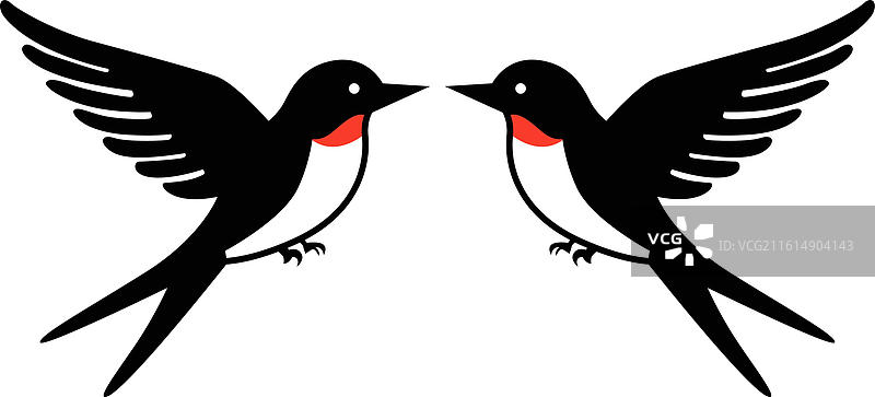 七夕情人节对称双飞喜鹊矢量图案图片素材