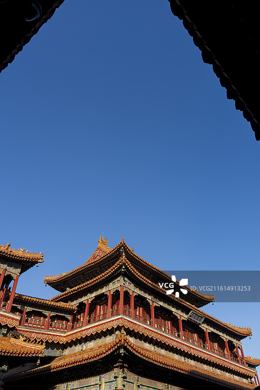 雍和宫万福阁是雍和宫最雄伟的建筑，也是全国重点文物保护单位雍和宫的重要组成部分。图片素材