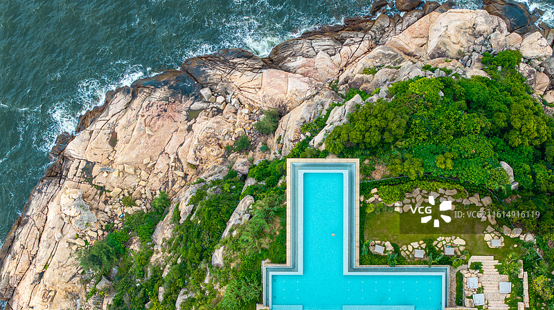 航拍 东澳岛  阿丽拉珠海东澳岛酒店 无边泳池图片素材