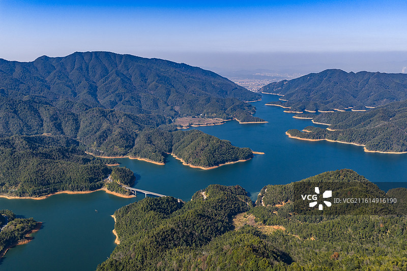 航拍江西萍乡芦溪狗脑寨与山口岩水库图片素材