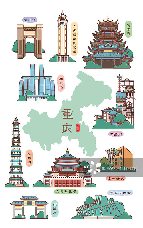 重庆旅游地标建筑合集图片素材