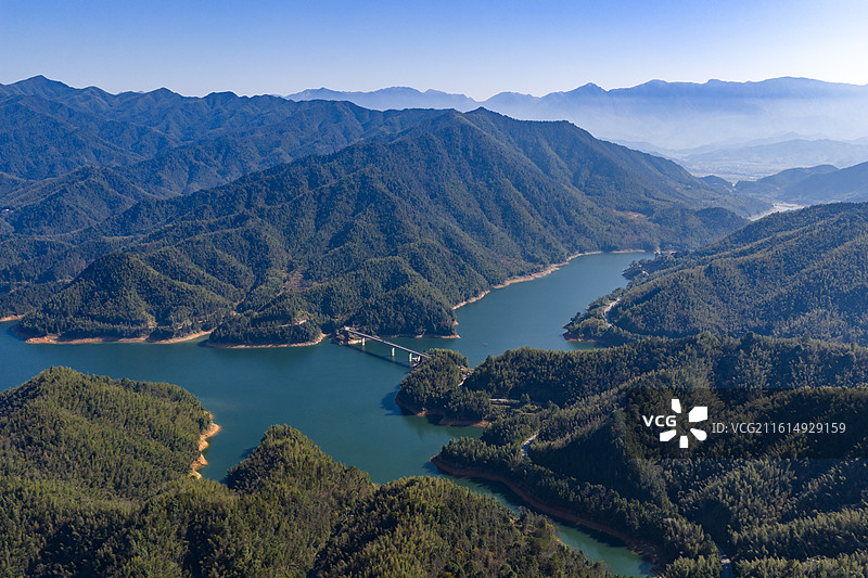 航拍江西萍乡芦溪狗脑寨与山口岩水库图片素材
