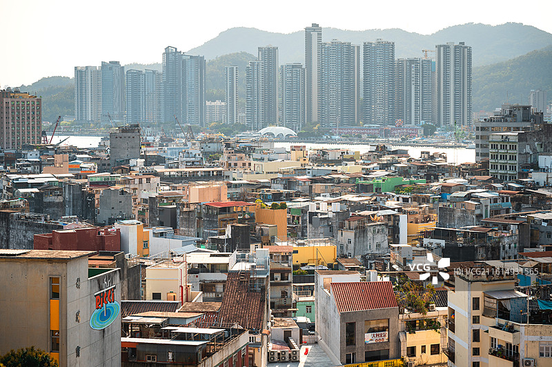 澳门炮台山上俯瞰澳门城市风光图片素材