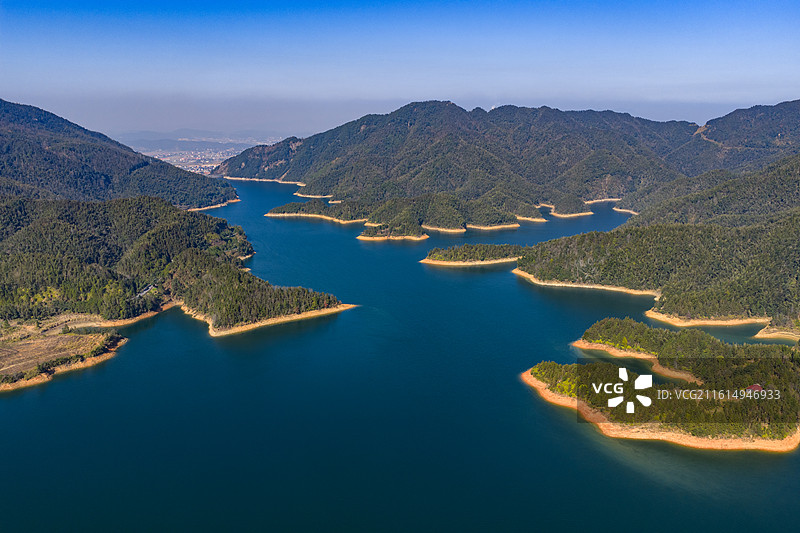 航拍江西萍乡芦溪狗脑寨与山口岩水库图片素材