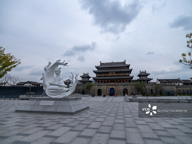 浙江嘉兴海宁盐官古镇风光图片素材