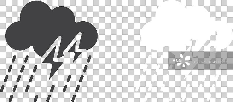 雷暴图标细线集图片素材